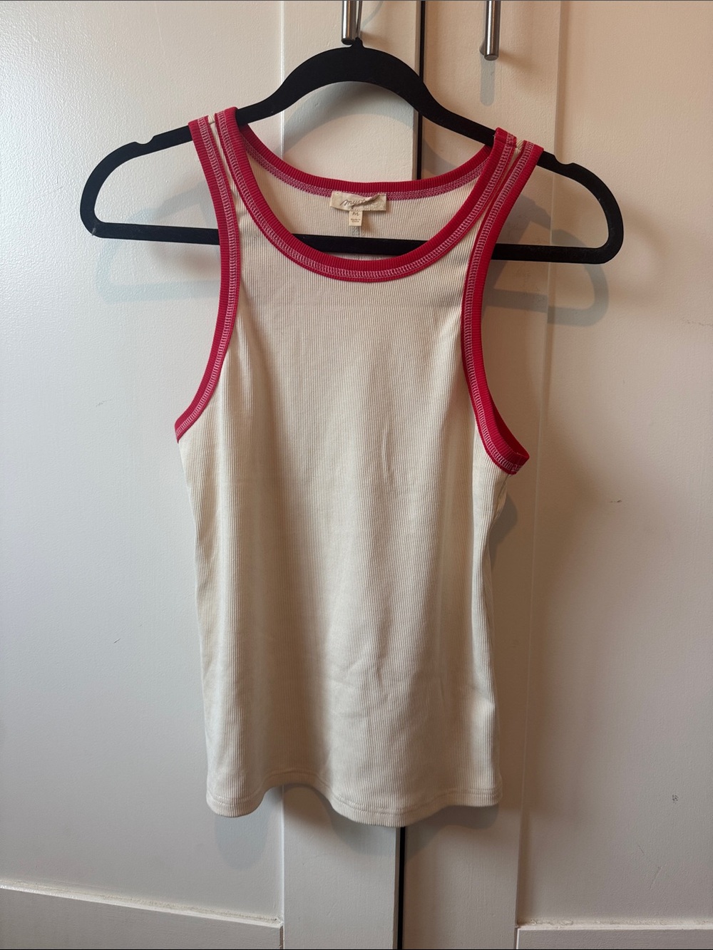 Cream Tank Top with Red Trim - Women